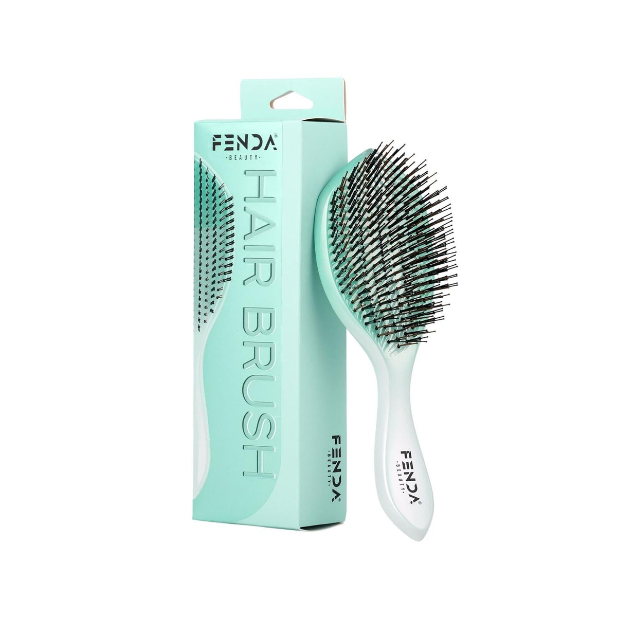 Fenda Aurora Green 4-Pin Wide Head Hair Brush by Beauty Care Bag