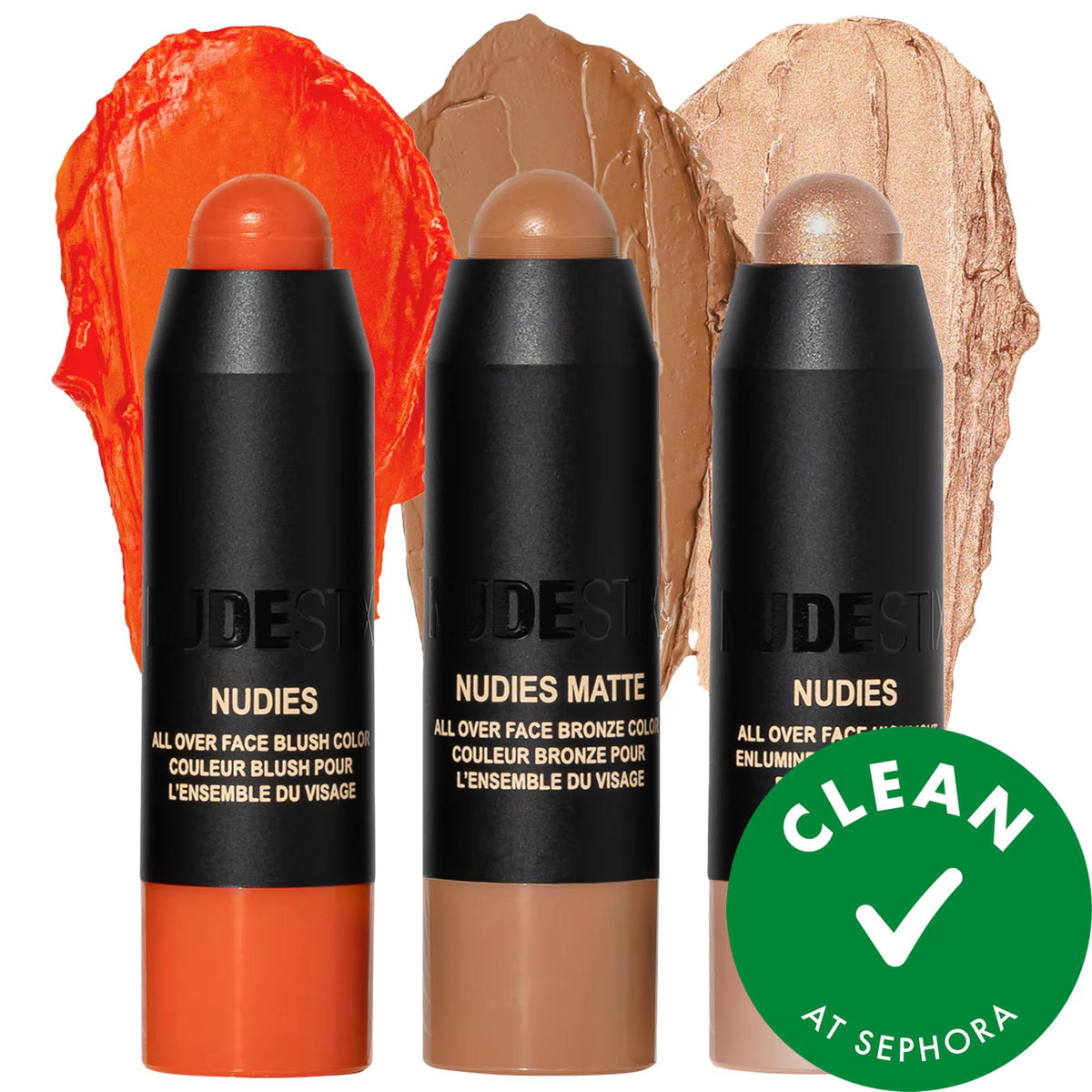 Nudestix Mini Beachy Nudes 3pc Makeup Kit: Bronze, Blush & Highlight - Travel-Friendly, Vegan, Cruelty-Free Clean Beauty by Beauty Care Bag
