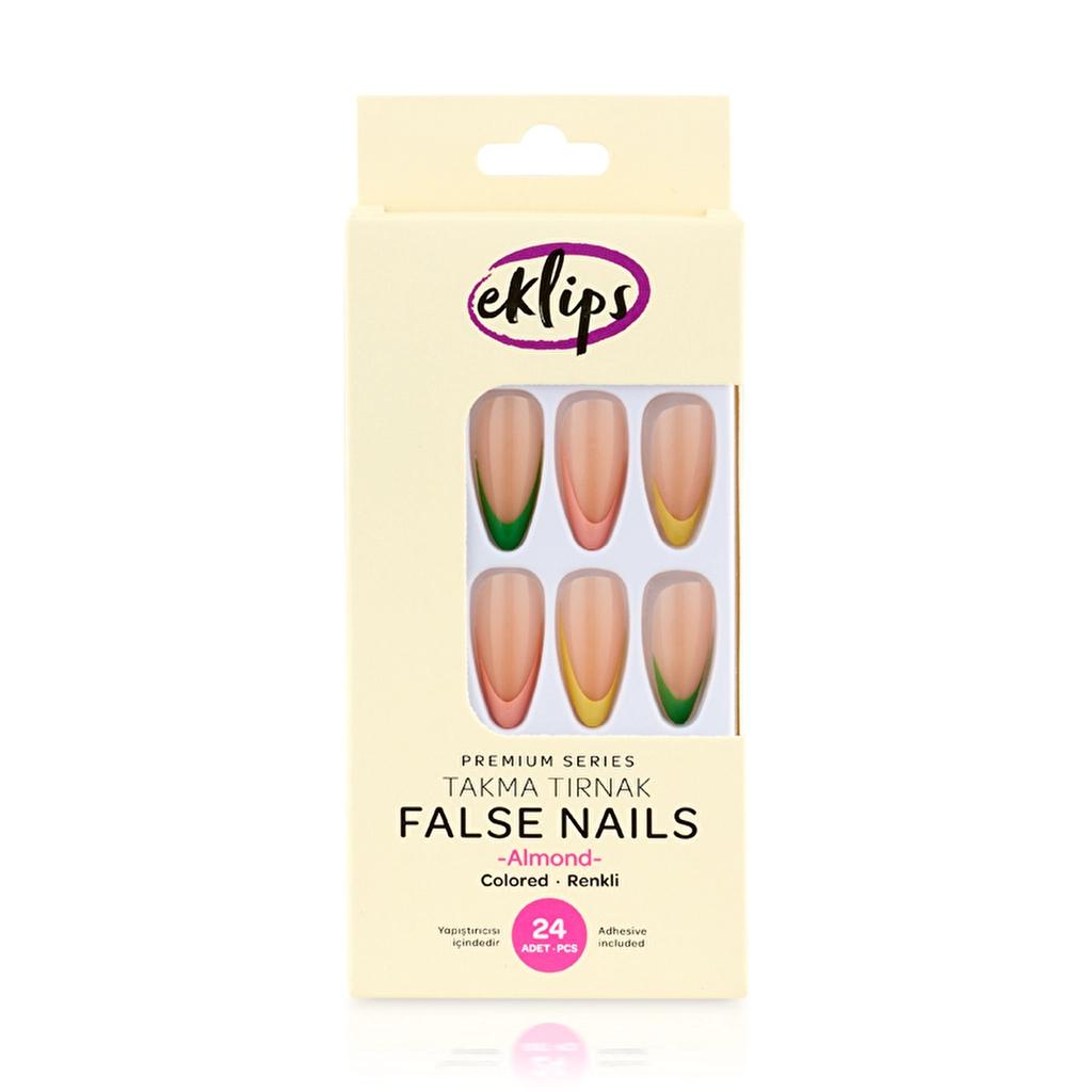 Eklips Colored French Almond Press-On Nails 24 Count by Beauty Care Bag