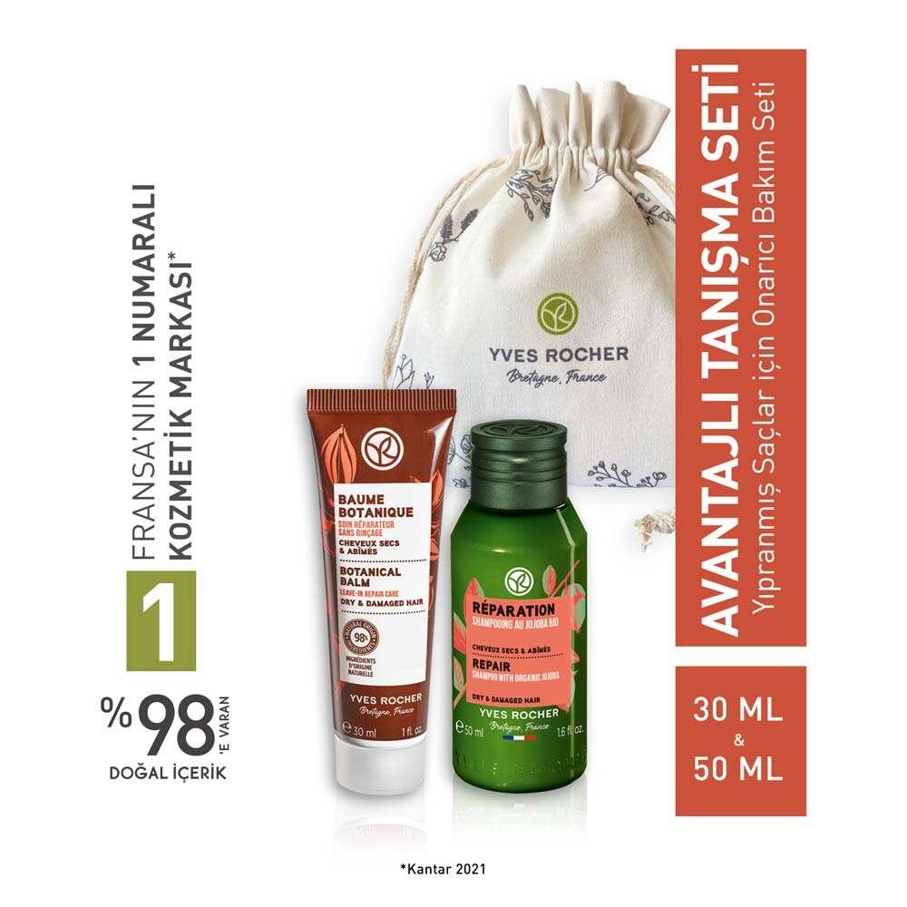 Yves Rocher Damaged Hair Care Set - Repair & Nourish with Prebiotic Shampoo & Jojoba Cream by Beauty Care Bag