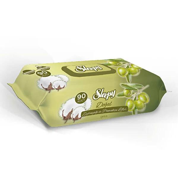 Sleepy Natural Olive Oil & Cotton Baby Wipes - 90 Count - Gentle, Hypoallergenic for Sensitive Skin by Beauty Care Bag