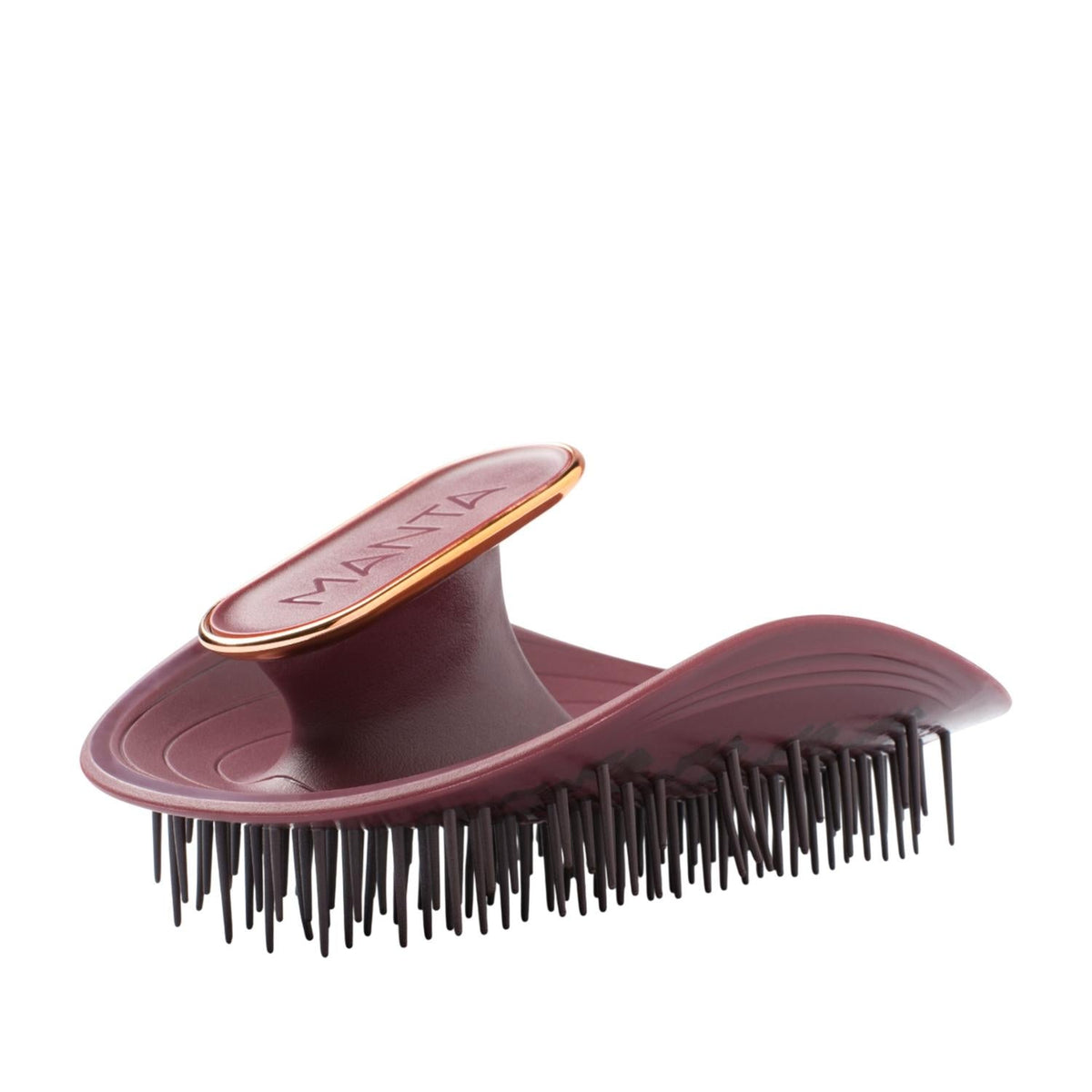 Manta Original Burgundy Rose Gold Hairbrush for Fragile Hair by Beauty Care Bag
