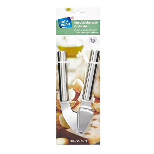 Flink & Sauber Stainless Steel Garlic Press - Effortless Crushing, Easy Clean Garlic Mincer, Herb Crusher by Beauty Care Bag