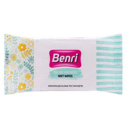 Benri Wet Wipes 3-Pack of 15 - Gentle, Paraben-Free Hygiene on-the-Go by Beauty Care Bag