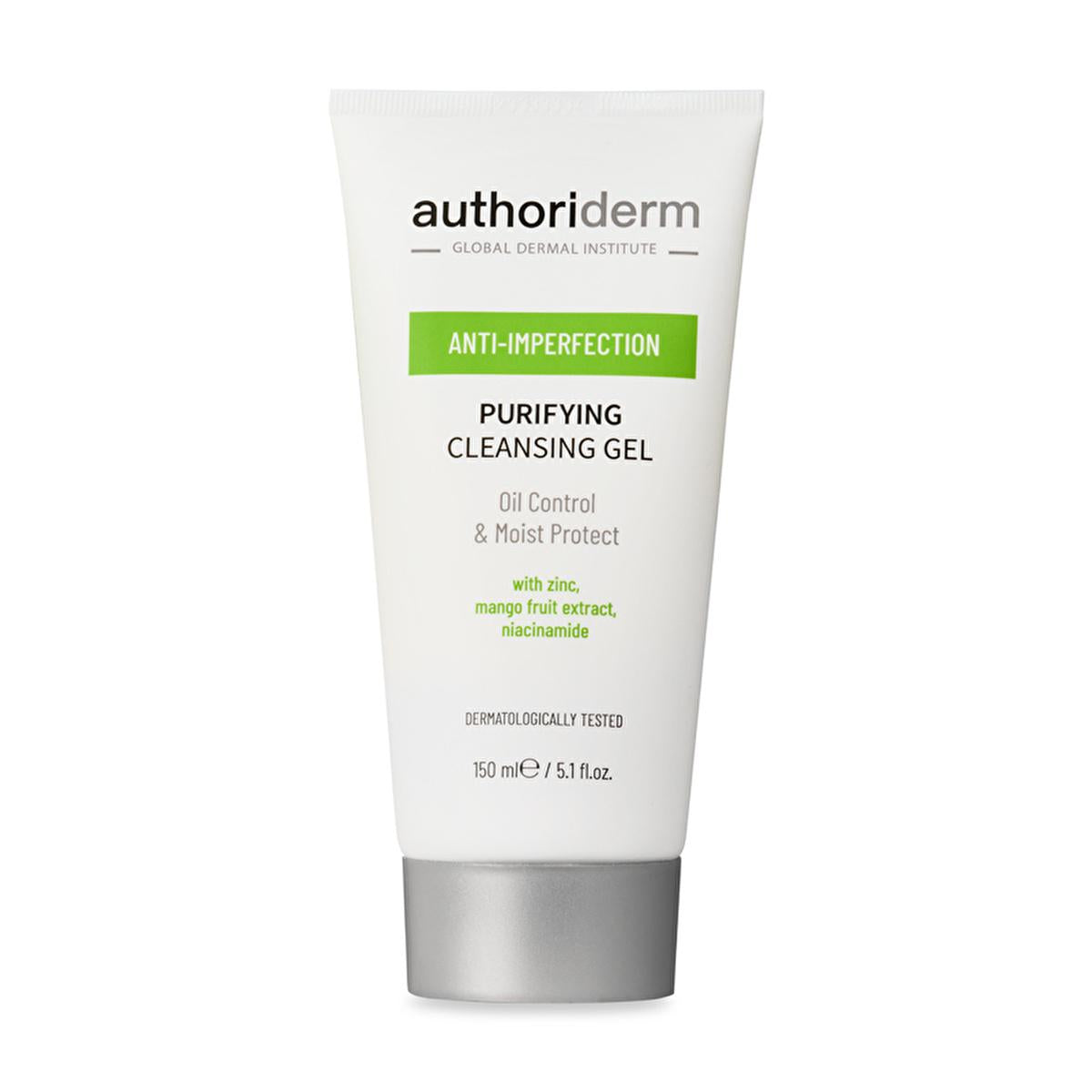 Authoriderm: Gentle Cleansing Gel for Oily & Combination Skin - Control Shine, Minimize Pores, Purifying Facial Wash, Reduce Sebum - 150ml by Beauty Care Bag