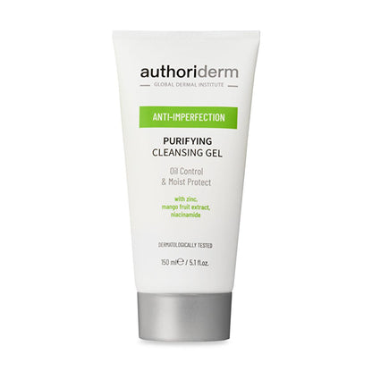 Authoriderm: Gentle Cleansing Gel for Oily & Combination Skin - Control Shine, Minimize Pores, Purifying Facial Wash, Reduce Sebum - 150ml by Beauty Care Bag