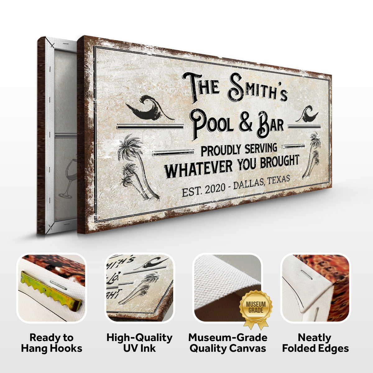 Personalized Rustic Pool Sign by Tailored Canvases
