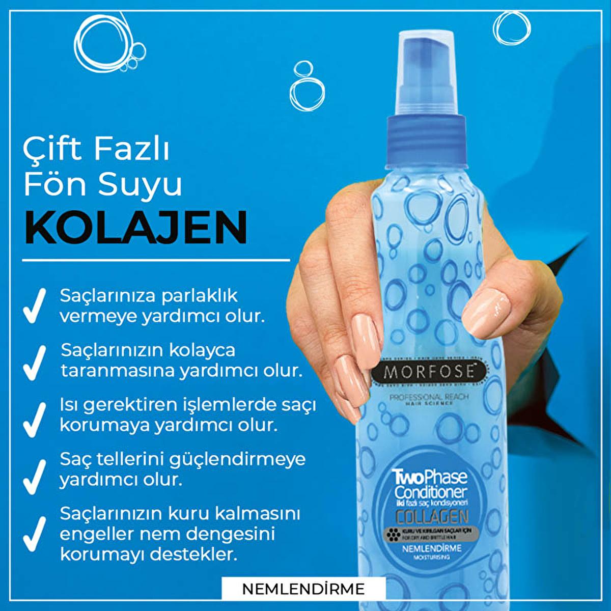 Morfose Collagen Double Phase Hair Serum - 7.44 fl oz, Heat Protectant & Softening Hair Care by Beauty Care Bag