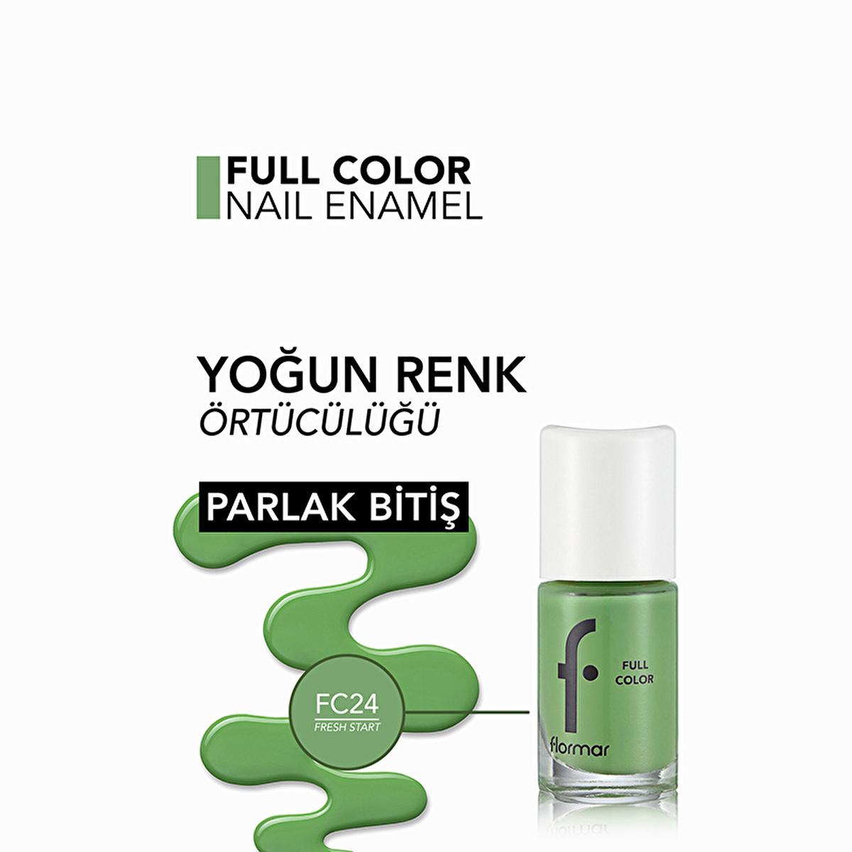 Flormar Full Color Fresh Start: High Pigment, Long Lasting, Glossy Green Nail Polish - Chip Resistant, Vibrant Color by Beauty Care Bag