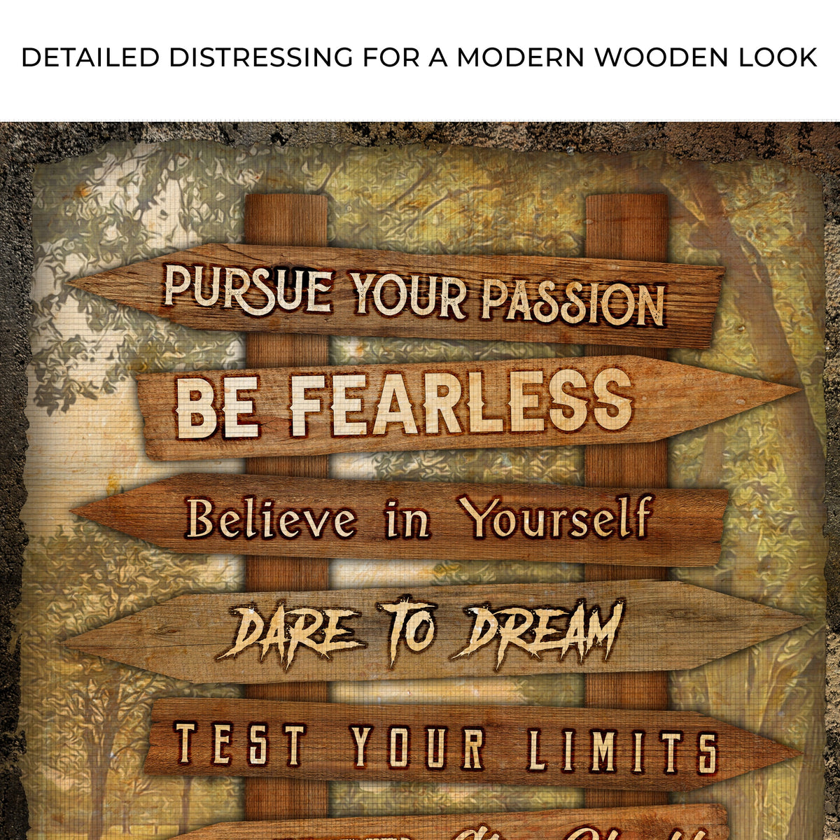 Pursue Your Passion Never Give Up Motivation Sign II by Tailored Canvases