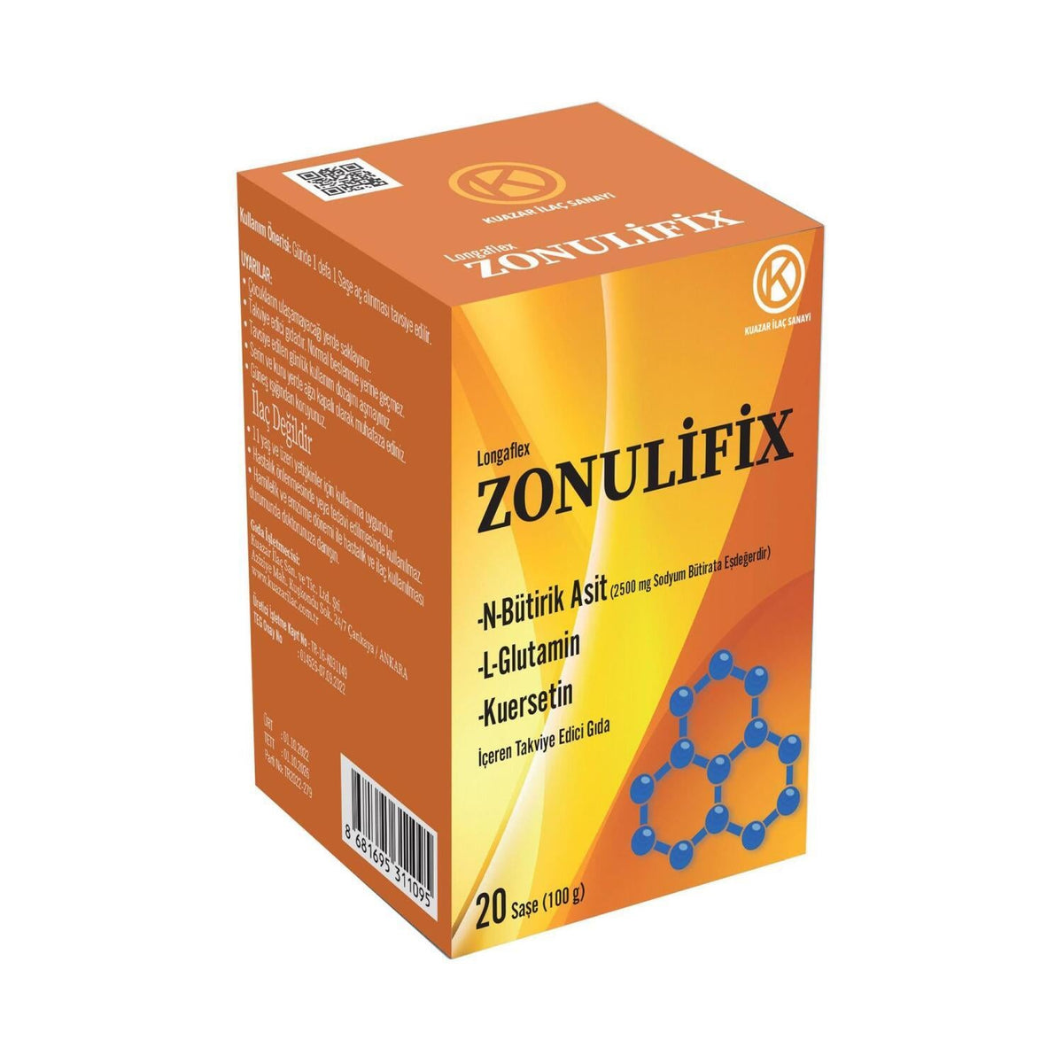 Zonulifix: N-Butyric Acid, L-Glutamine, & Quercetin Dietary Supplement - Gut & Digestive Wellness, Immune Function Support - Vitamin D & Zinc Included by Beauty Care Bag