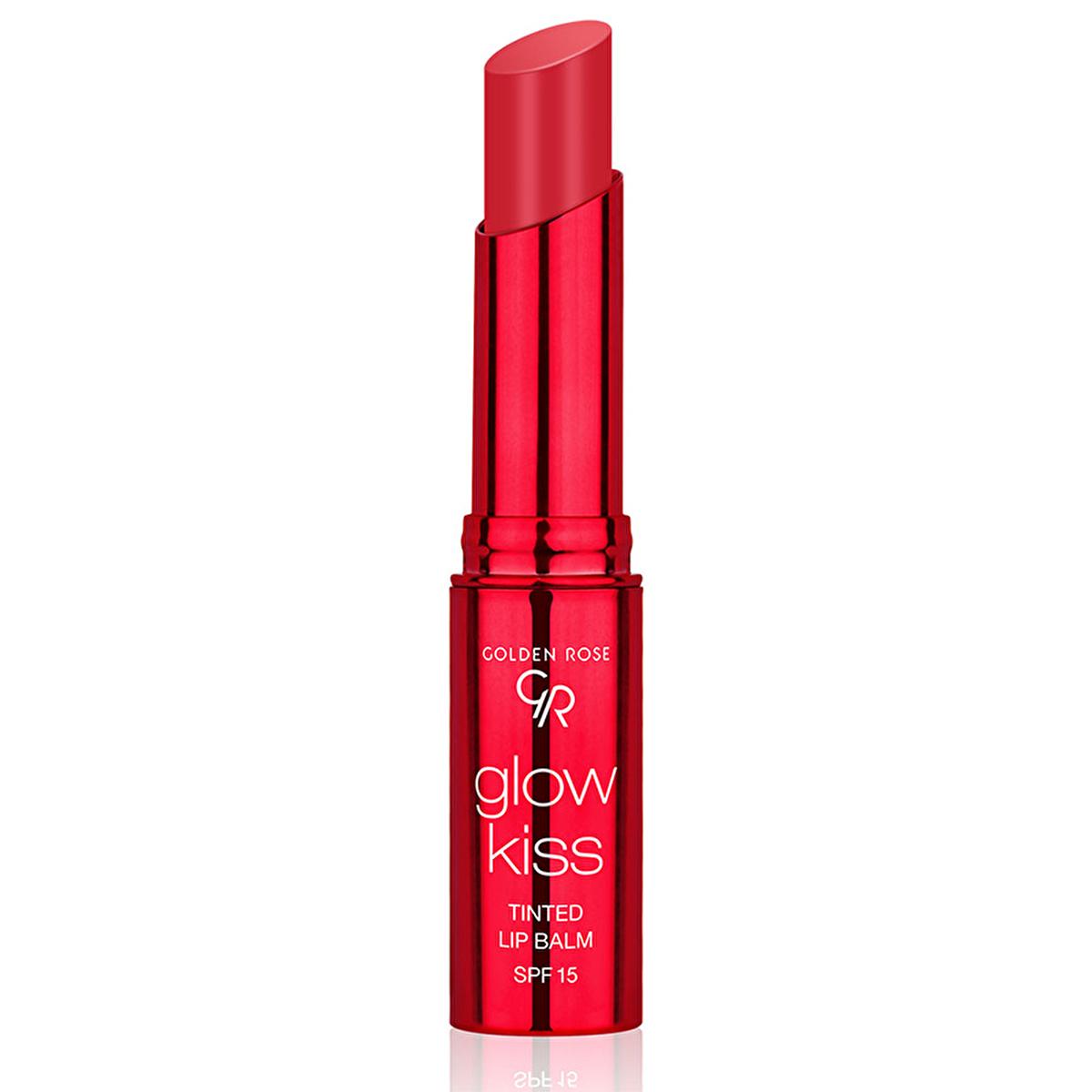 Golden Rose Glow Kiss Strawberry Tinted Lip Balm: SPF 15, Shea Butter, Hyaluronic Acid - Vegan Moisturizing & Sun Protection, Natural Lip Color by Beauty Care Bag
