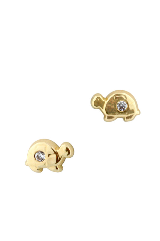 Massete Childrens 14K Gold Screwback Earrings Stud Turtle by Massete