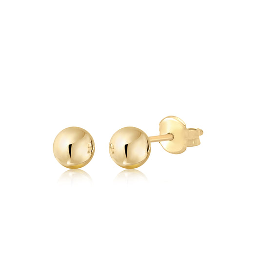 10K Yellow White Rose Gold Polished Stud Ball Earrings 5mm by Massete