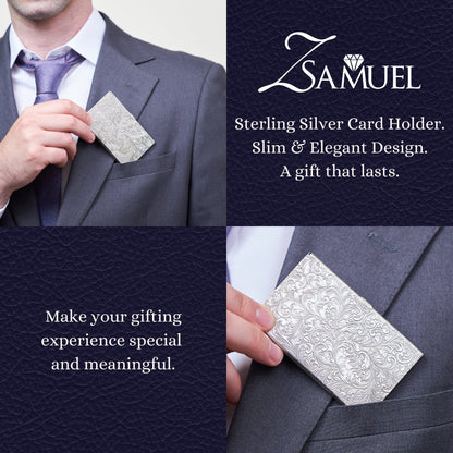 Z.SAMUEL Luxury Sterling Silver 925 Business Card Holder Italy for Men and Women by Massete