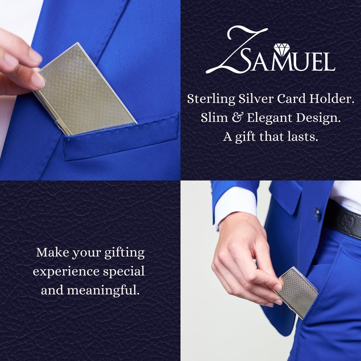 Z.SAMUEL Luxury Sterling Silver 925 Business Card Holder Italy for Men and Women by Massete