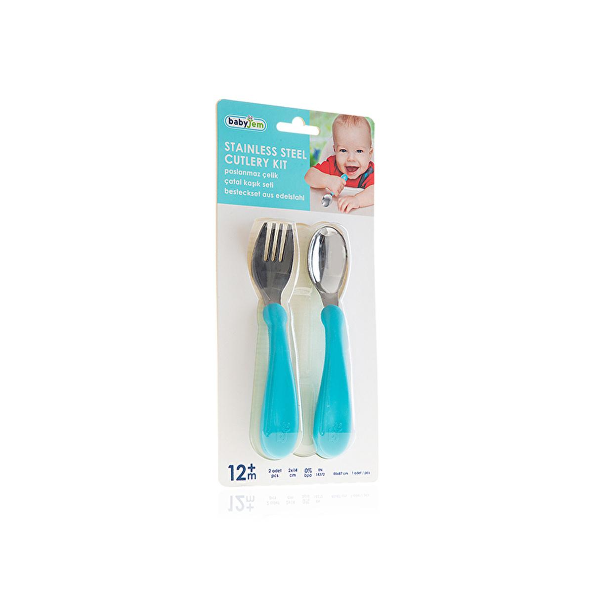 Babyjem Stainless Steel Baby Utensil Set - BPA Free, Ergonomic Design for Independent Eating by Beauty Care Bag