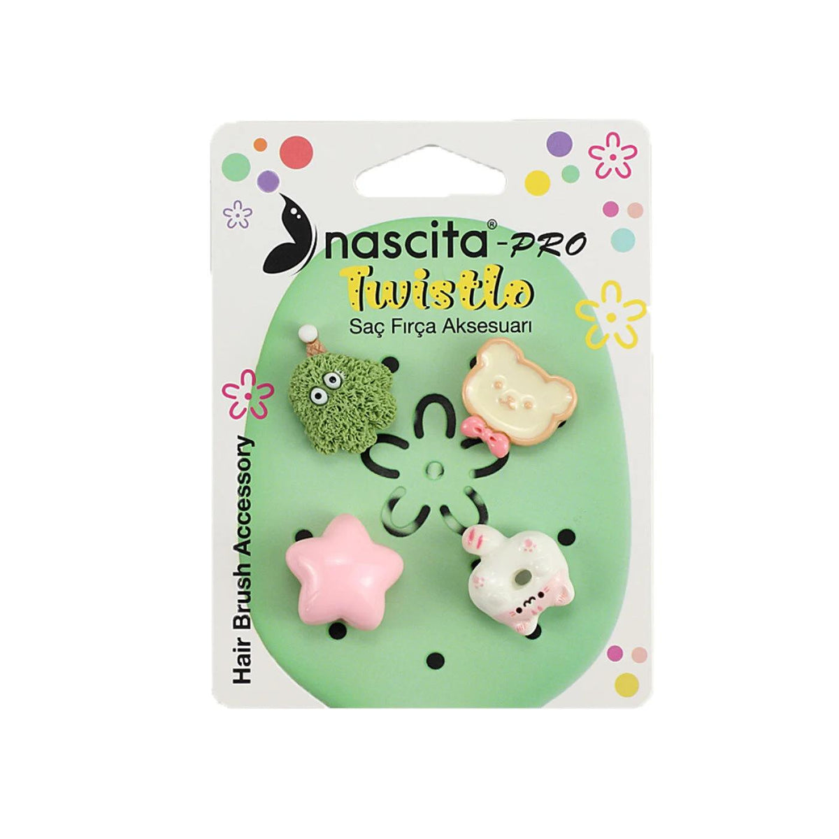 Nascita Twistlo Green Hair Brush and Accessory Set 4-Piece by Beauty Care Bag