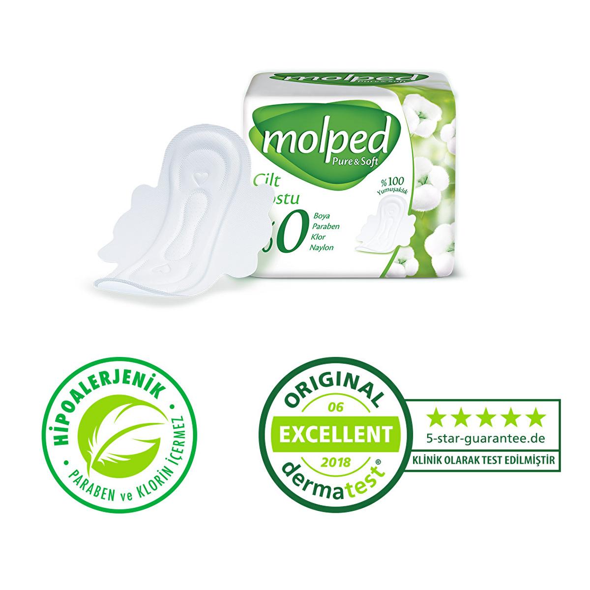Molped Pure & Soft: Organic Cotton Feminine Hygiene Pads for Sensitive Skin - Hypoallergenic, Dye-Free, and Vegan Menstrual Pads by Beauty Care Bag