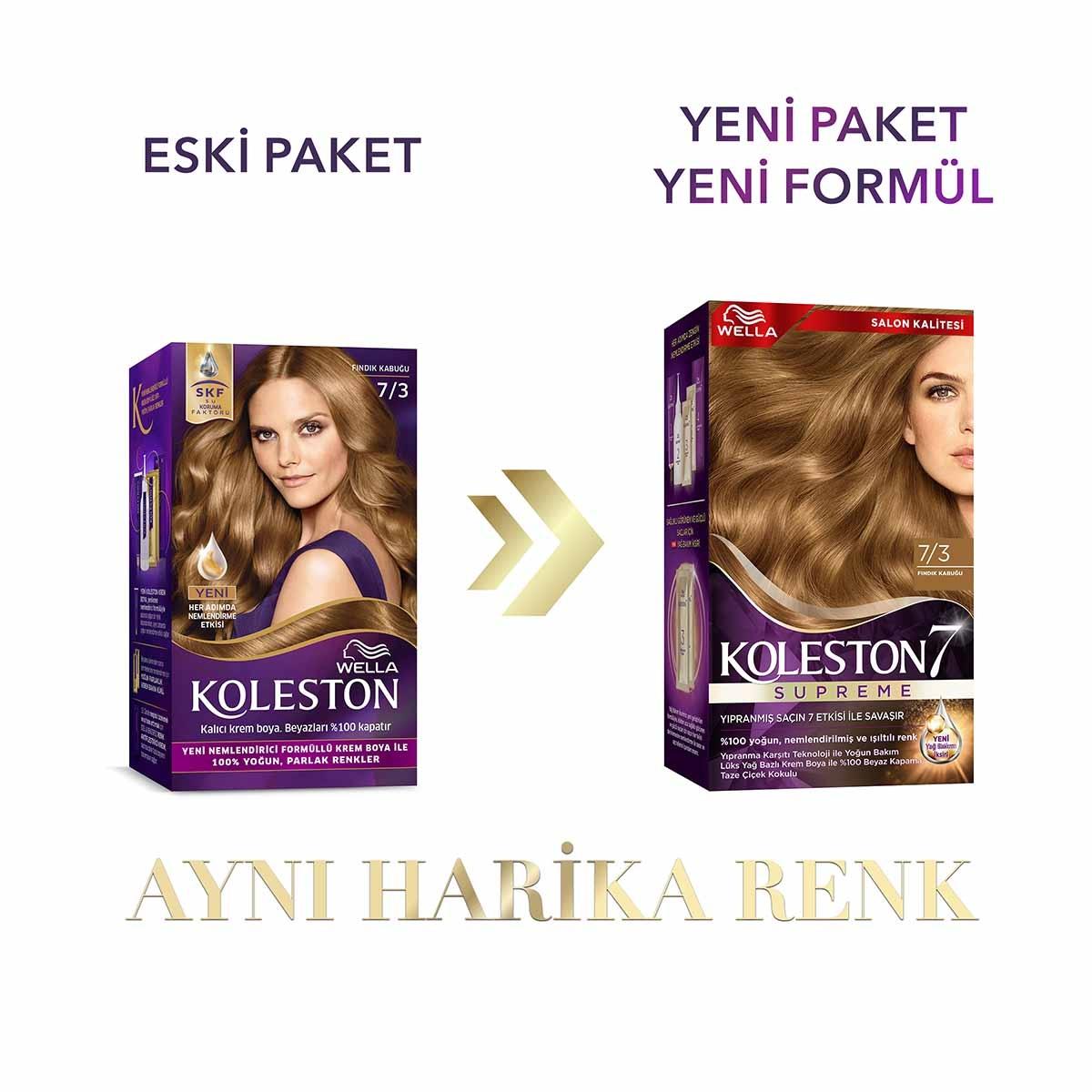 Wella Koleston Supreme 7/3 Hazelnut Hair Dye: 100% Gray Coverage, Rich Color & Conditioning, Permanent At-Home Hair Color Kit by Beauty Care Bag