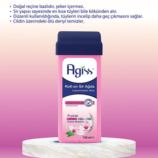 Agiss Roll-On Wax for Sensitive Skin - Natural Resin Hair Removal, Easy Application, Perfect for Legs & Arms - 3.38 fl oz by Beauty Care Bag