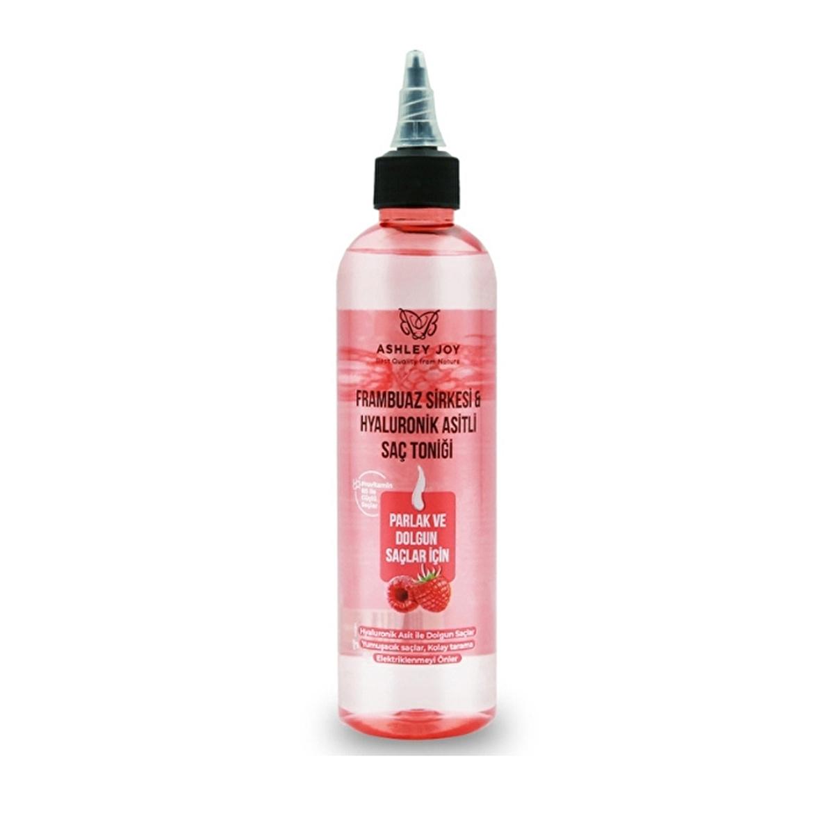 Ashley Joy Raspberry Hair Vinegar & Hyaluronic Acid Hair Tonic: Shine, Detangle & Hydrate - Natural Anti-Frizz, Moisturizing Hair Treatment (8.45 fl oz) by Beauty Care Bag