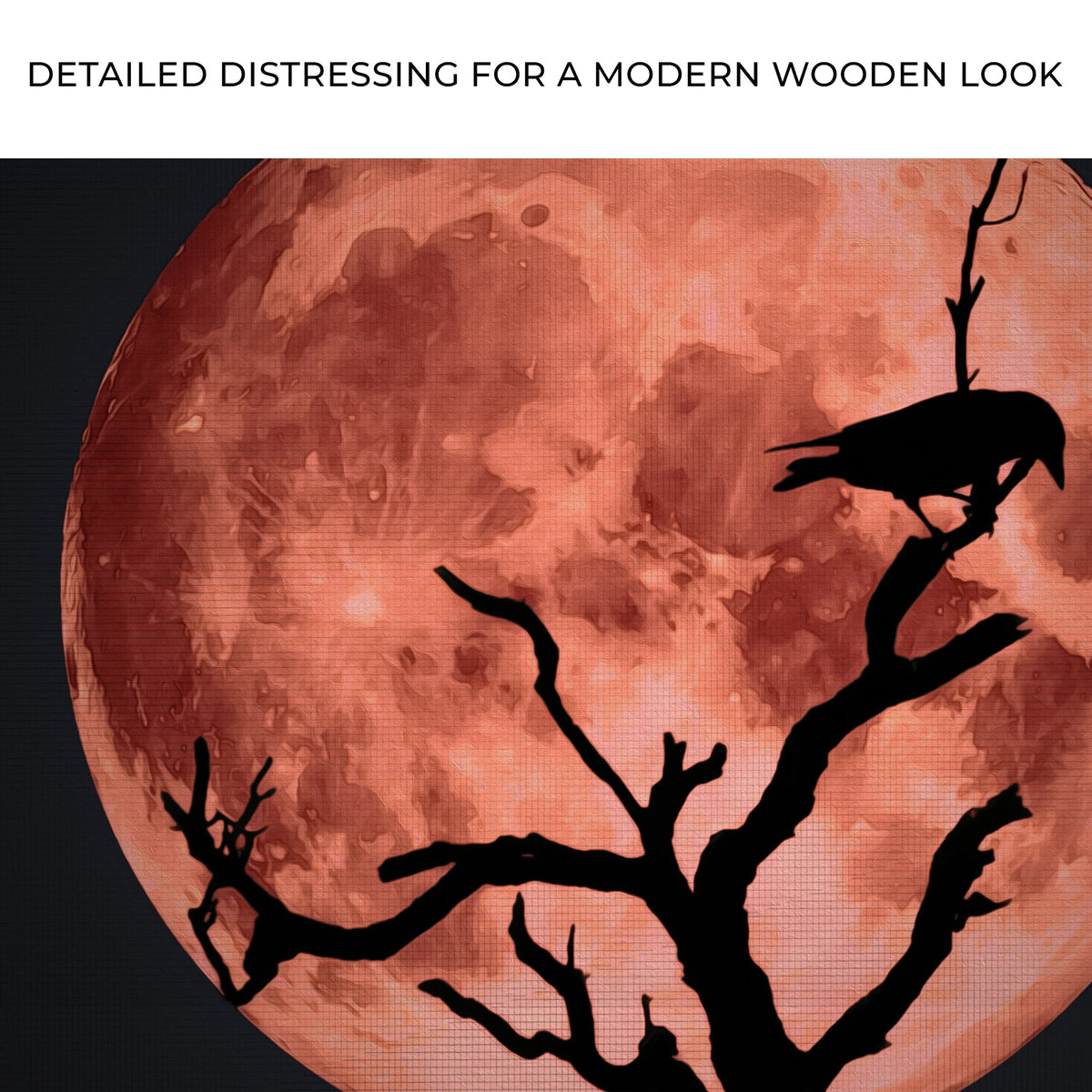 Crow And Blood Moon Canvas Wall Art by Tailored Canvases