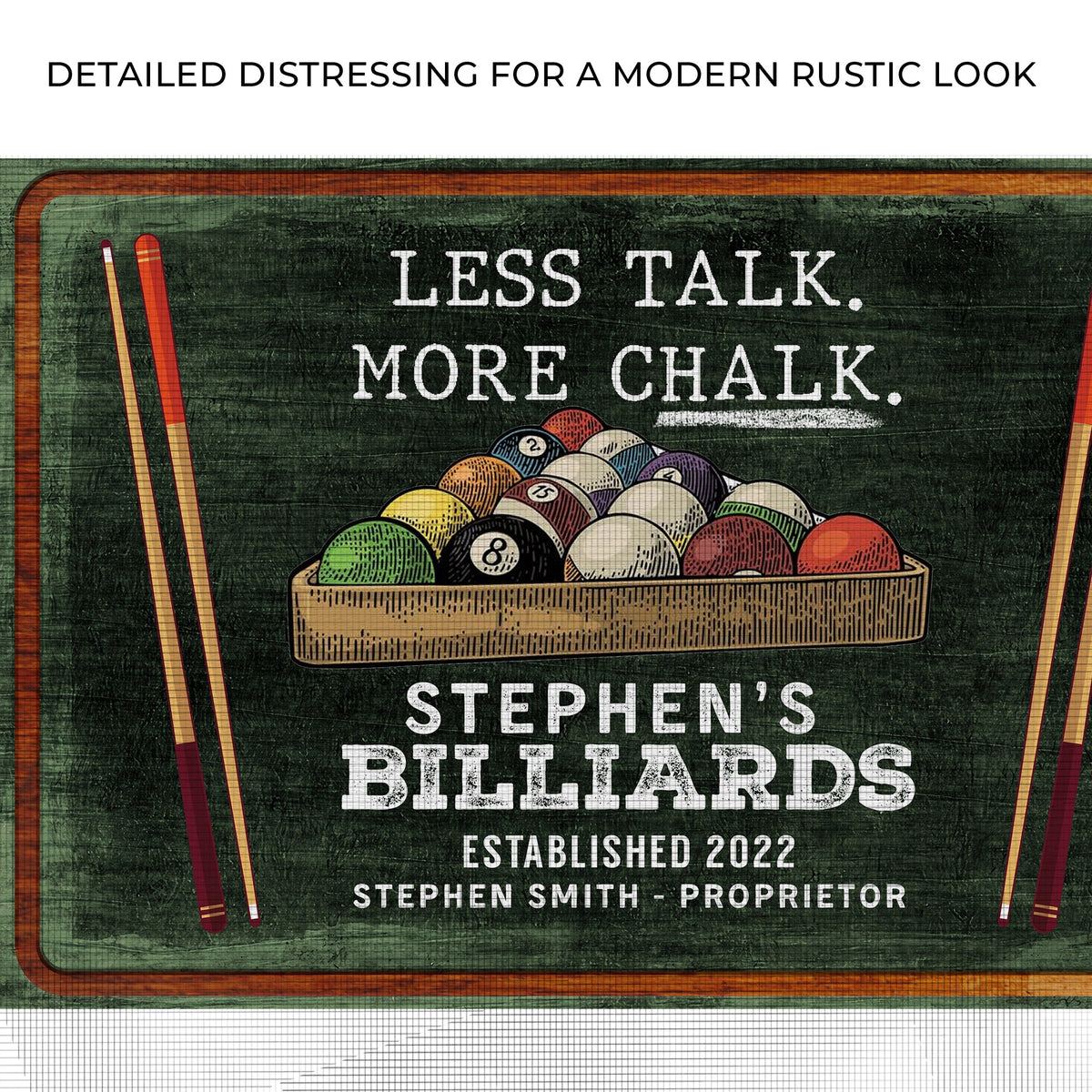 Less Talk More Chalk Billiards Sign II by Tailored Canvases