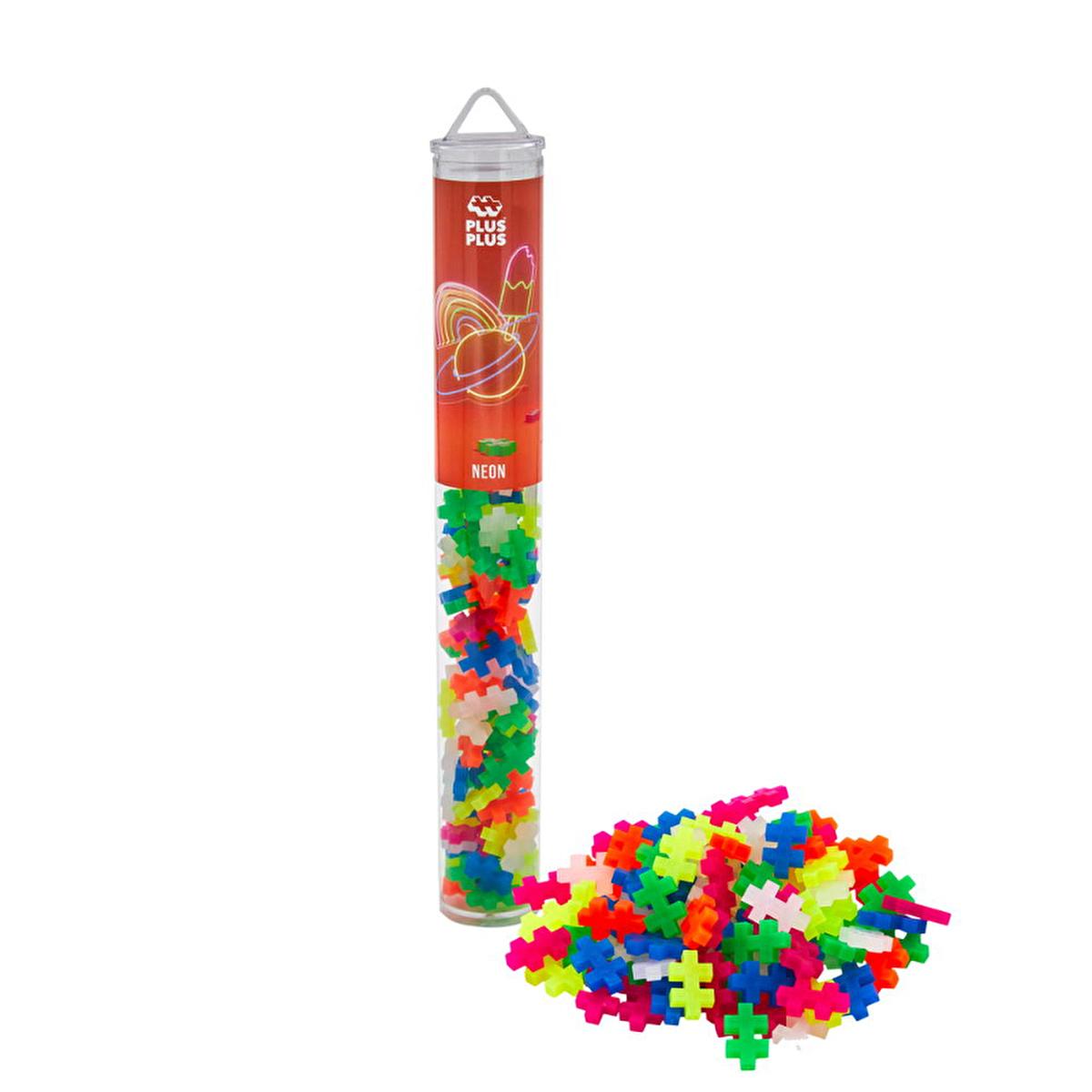Plus Plus Construction Toy - 100 Piece Fosforlu Mix in Reusable Tube, Made in Denmark by Beauty Care Bag