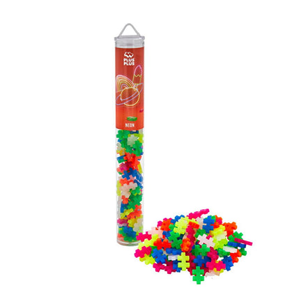 Plus Plus Construction Toy - 100 Piece Fosforlu Mix in Reusable Tube, Made in Denmark by Beauty Care Bag