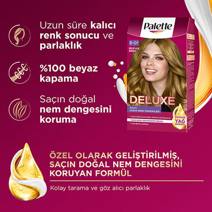 Palette Deluxe KŸllŸ A�õk Kumral Hair Dye: Intense Light Ash Blonde Color, Perfect Grey Coverage & Long Lasting Shine by Beauty Care Bag