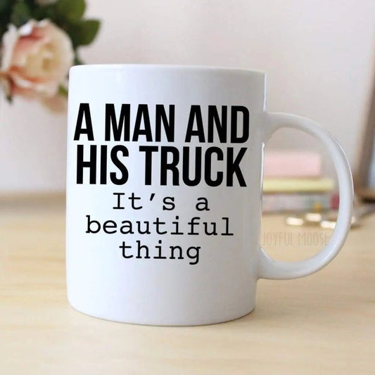 A Man & His Truck Coffee Mug for Men by Joyful Moose