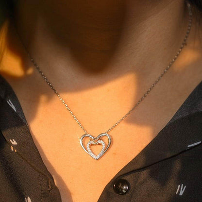 Heart Shape Inlaid Zircon 925 Sterling Silver Necklace for Women by Mauve Tuna