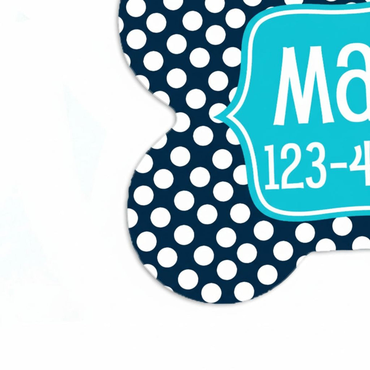 Personalized Pet Id Tag - Custom Dog Tag - Navy Turquoise Big Dots by Joyful Moose