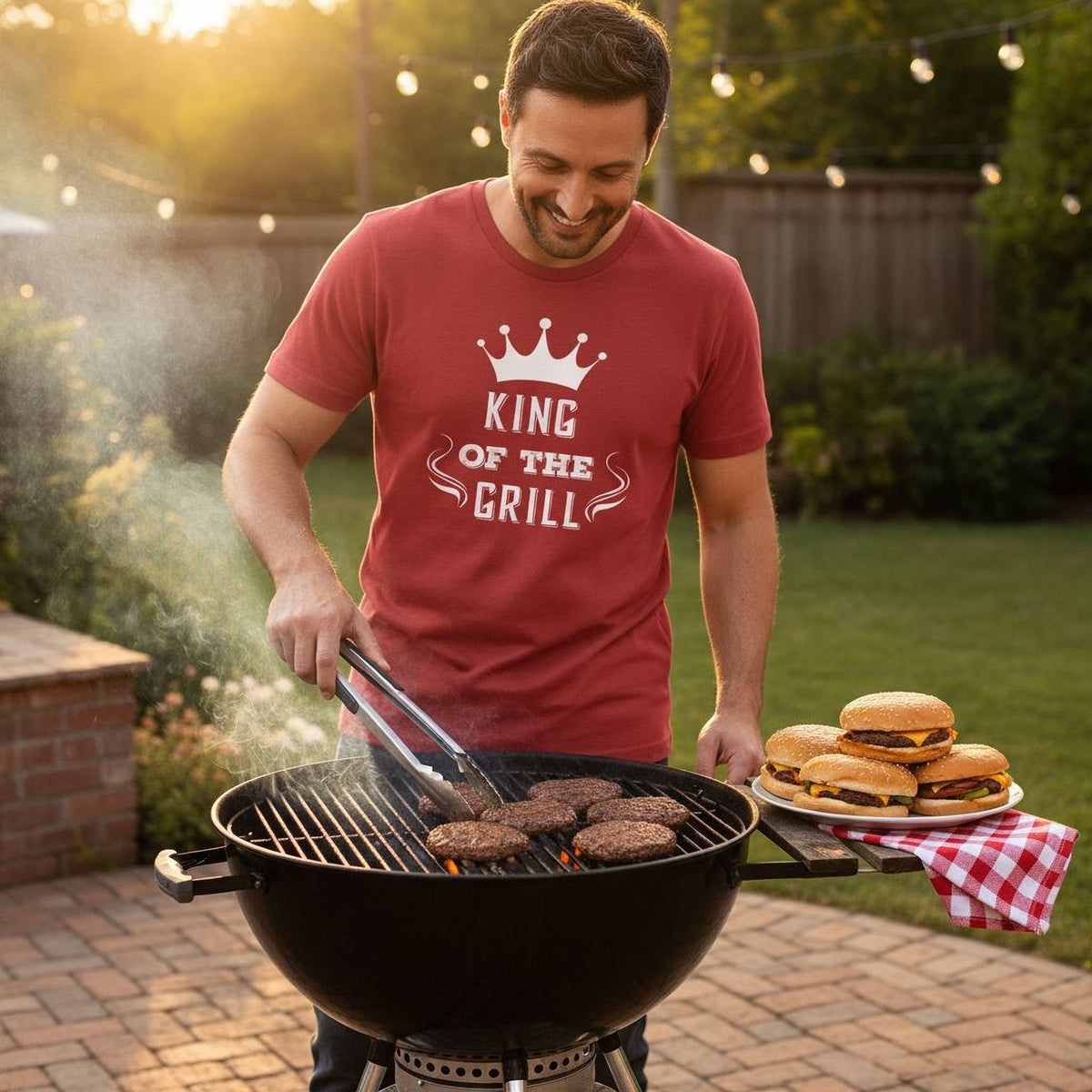 Men's Grill T-shirt King of the Grill BBQ Cooking Gift for Dad Grilling Gift Idea by Joyful Moose