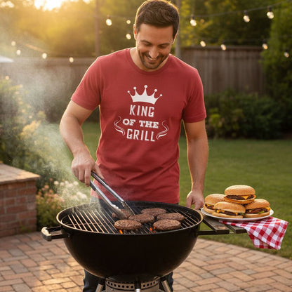 Men's Grill T-shirt King of the Grill BBQ Cooking Gift for Dad Grilling Gift Idea by Joyful Moose