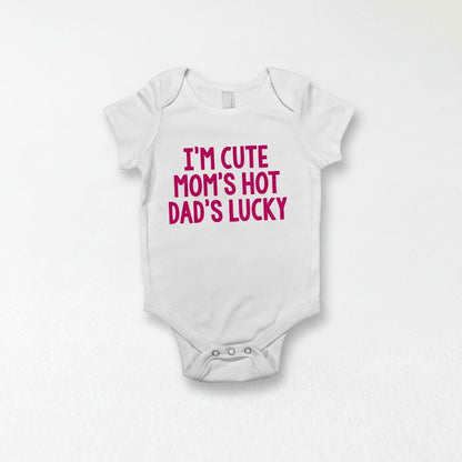 Funny Baby Girl Shirt - Newborn Baby Girl Gift - New Baby Girl Pink Outfit - Cute Hot Lucky by Joyful Moose