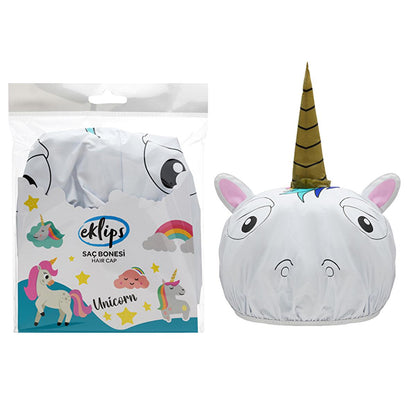 Eklips Unicorn Hair Bonnet - Waterproof Hair Protection for Curly Hair, Shower Cap with Elastic Band by Beauty Care Bag