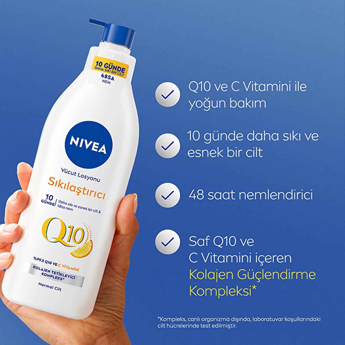 Nivea Q10 Firming Body Lotion - Visibly Tightens Skin in 10 Days, Intense 48-Hour Moisture - With Vitamin C & Collagen Booster, Fast Absorbing by Beauty Care Bag