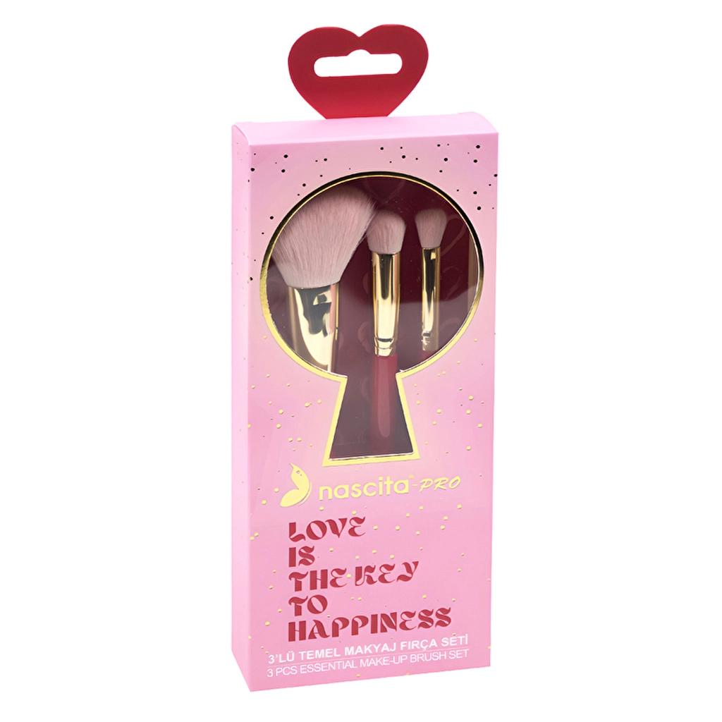 Nascita Love Series 3-Piece Essential Makeup Brush Set by Beauty Care Bag