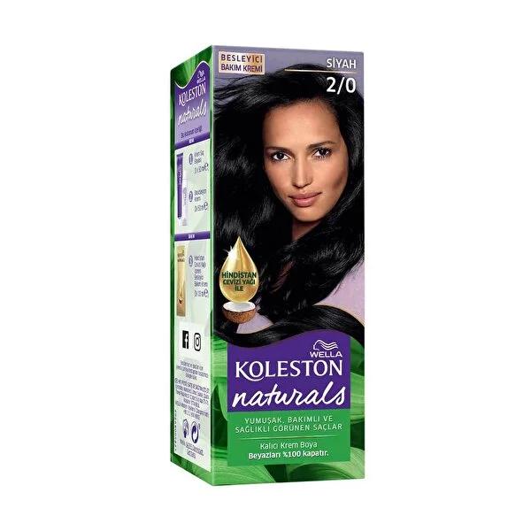 Koleston Naturals 2/0 Intense Black Hair Dye: Long-Lasting Color & Grey Coverage with Nourishing Coconut Oil by Beauty Care Bag