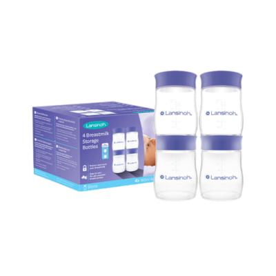 Lansinoh Breast Milk Storage Bottles Set of 4 - BPA Free, Dishwasher Safe, Compatible with Lansinoh Breast Pumps by Beauty Care Bag