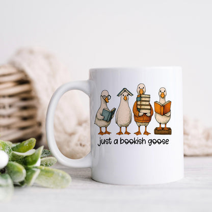 Bookish Goose Coffee Mug - Funny Book Lover Gift | Quirky Ceramic 11 oz or 15 oz by Joyful Moose