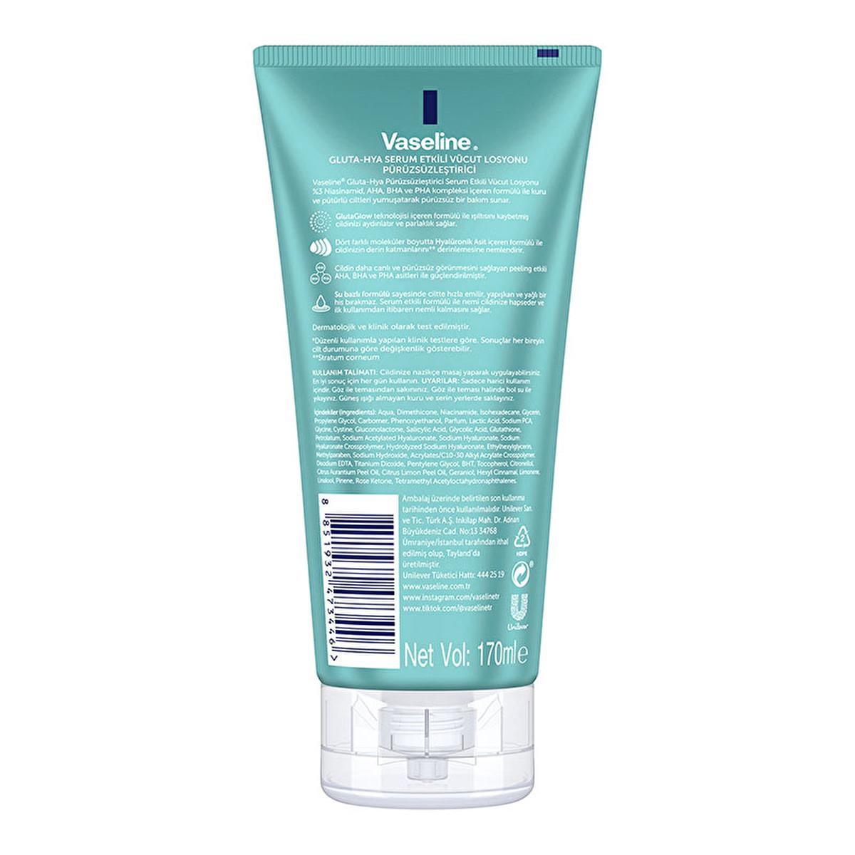 Vaseline Gluta-Hya Smooth Body Lotion: Brighten, Smooth, & Hydrate Dry Skin | Niacinamide, AHA, BHA, PHA, Hyaluronic Acid - Non-Greasy Formula by Beauty Care Bag