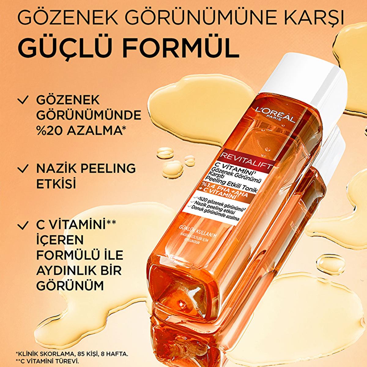 L'Oreal Paris Revitalift Vitamin C Toner: Exfoliating PHA AHA, Brightens Dull Skin & Minimizes Pores - Gentle & Effective by Beauty Care Bag