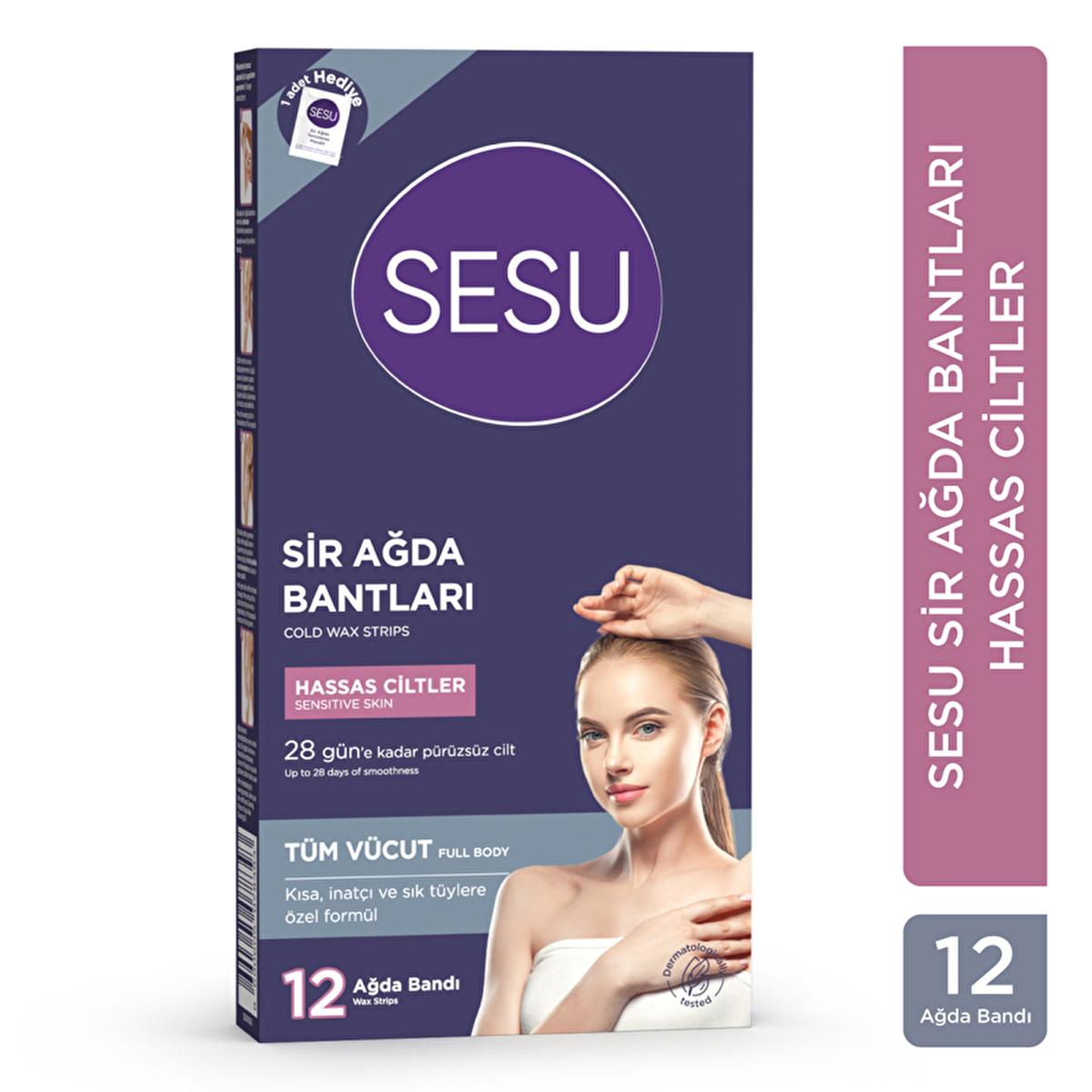 Sesu Sensitive Skin Wax Strips - Gentle Hair Removal for Short Hair, Easy to Use, Sugar-Free Formula by Beauty Care Bag