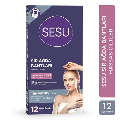 Sesu Sensitive Skin Wax Strips - Gentle Hair Removal for Short Hair, Easy to Use, Sugar-Free Formula by Beauty Care Bag