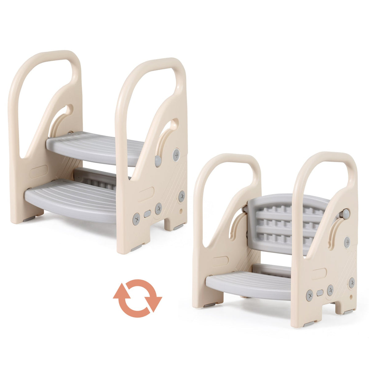 Adjustable 2-Step Kids Helper Stool with Safety Handles and Non-slip Pads for BedroomTorqelo.com