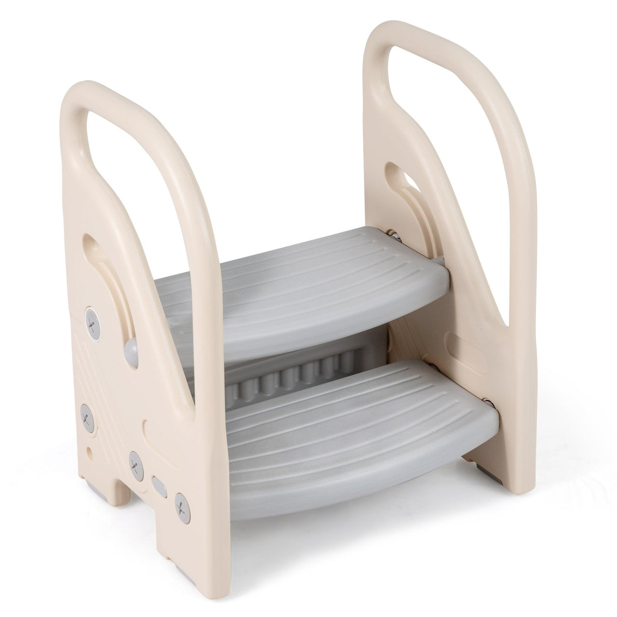 Adjustable 2-Step Kids Helper Stool with Safety Handles and Non-slip Pads for BedroomTorqelo.com