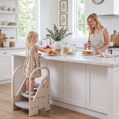 Adjustable 3-Step Helper Stool with Safety Handles and for kidsTorqelo.com